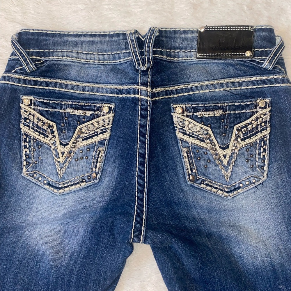 SZ 5/6 Vigoss Women's Dark Blue Slim Boot Cut Jeans with Contrast Stitching - Picture 2 of 11